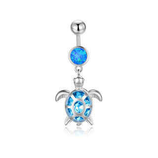 Sterling Silver Crystal Sea Turtle Belly Button Ring-57