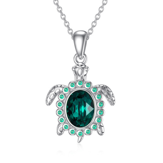 Collier avec pendentif tortue de mer en cristal en argent sterling