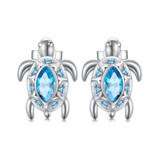 Boucles d'oreilles en argent sterling en forme de tortue de mer en cristal