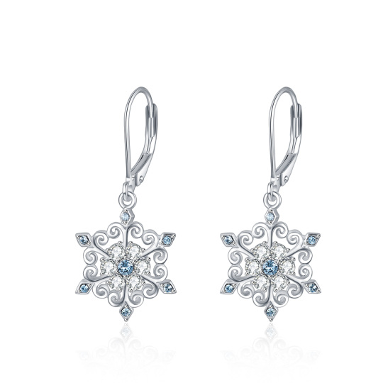 Orecchini a leva con fiocco di neve in argento sterling