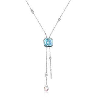 Sterling Silver Crystal Square Adjustable Y Necklace-42