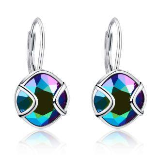 Sterling Silver Crystal Square Drop Earrings-45