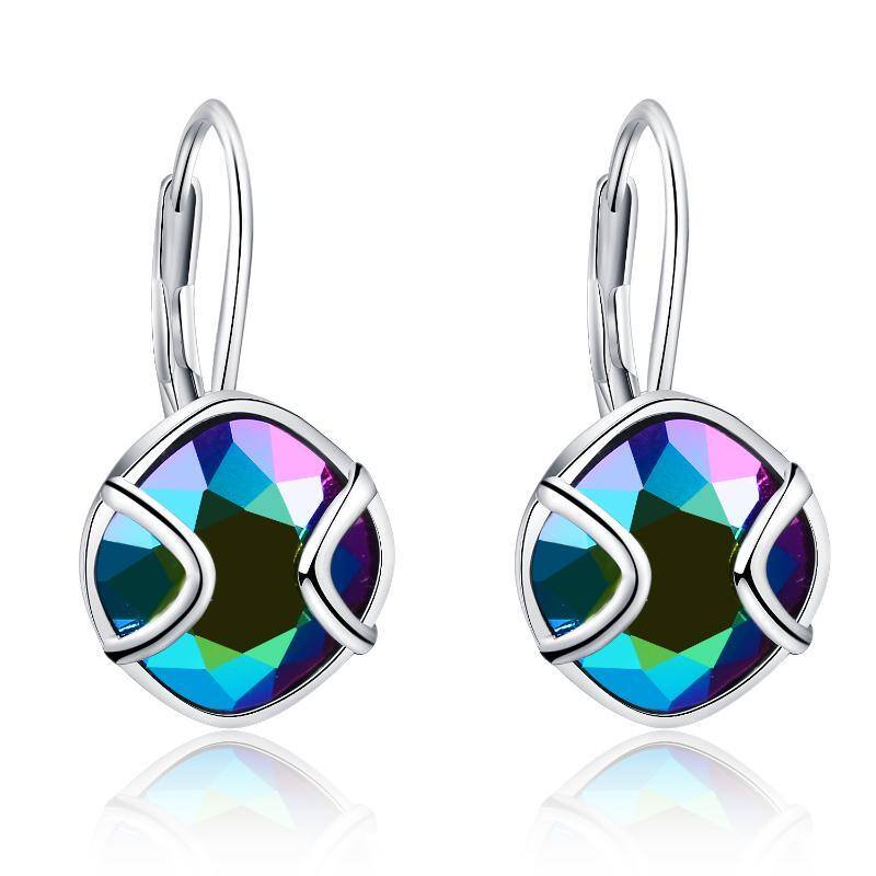 Boucles d'oreilles pendantes carrées en argent sterling