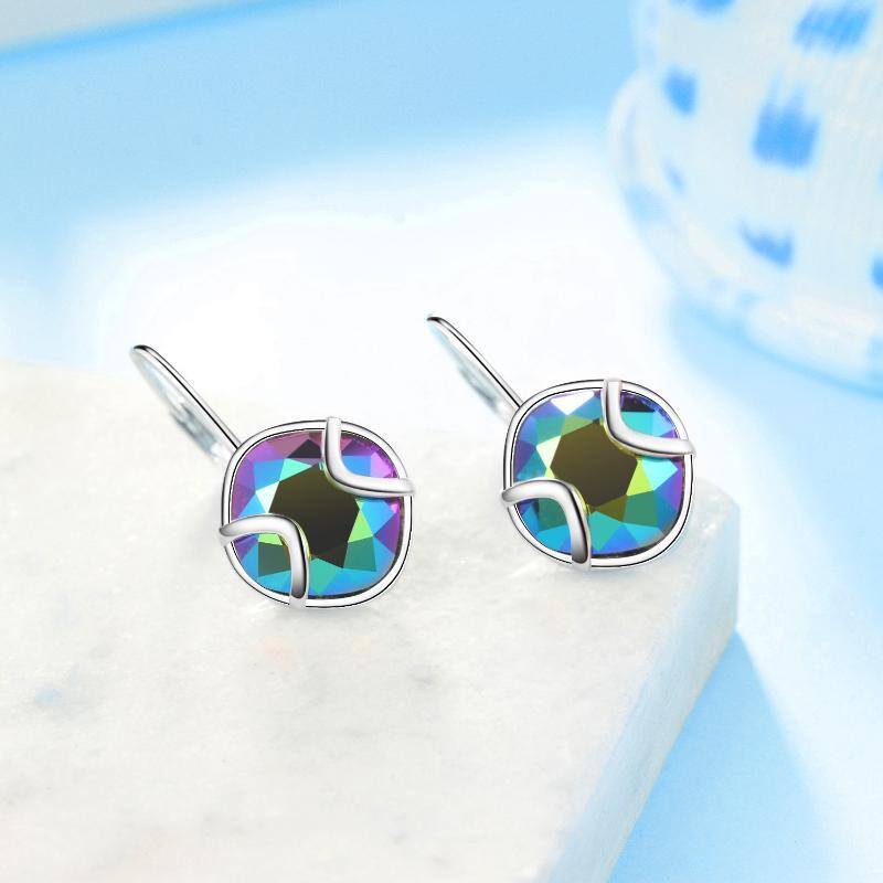 Boucles d'oreilles pendantes carrées en argent sterling-3