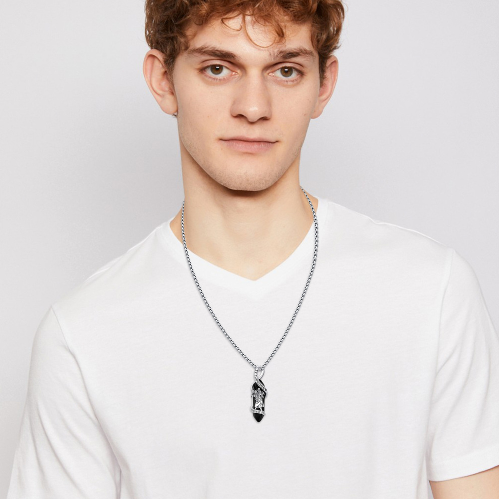 Sterling Silber Kristall St. Christopher Anhänger Halskette mit eingraviertem Wort-3