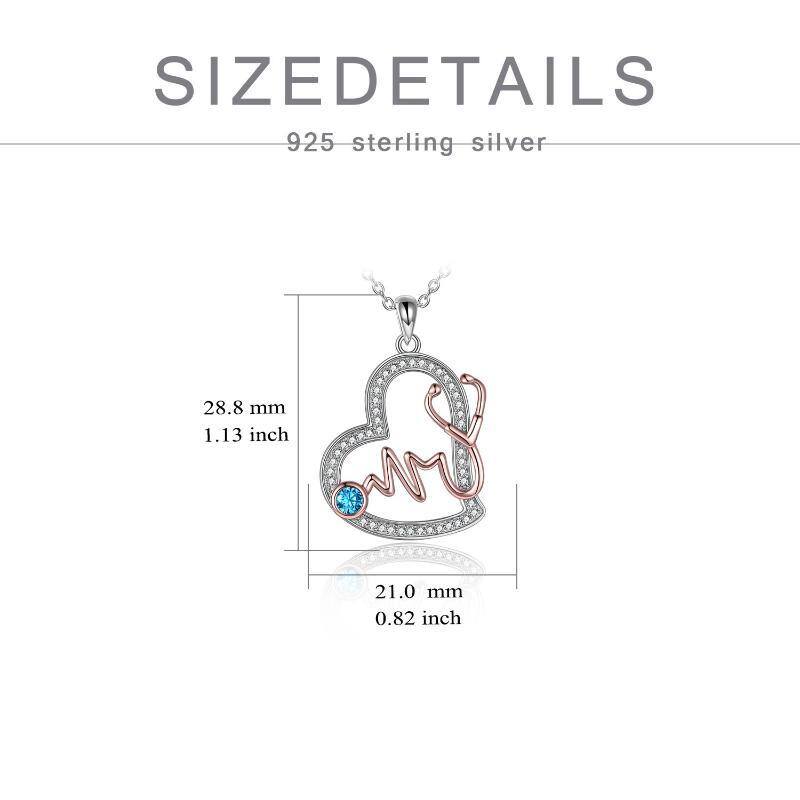 Sterling Silber Kristall Stethoskop Anhänger Halskette-6