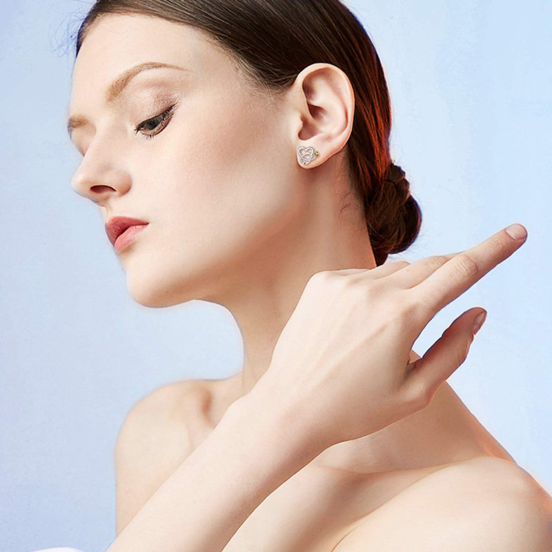 Ohrstecker mit Stethoskop-Kristall aus Sterlingsilber-2