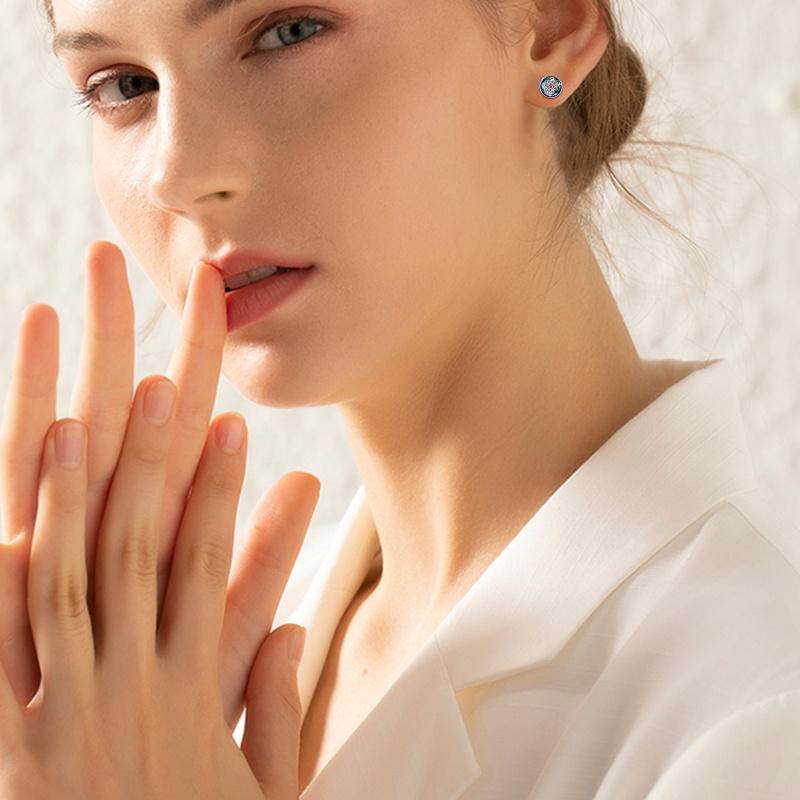 Sterling Silver Crystal Stud Earrings-2