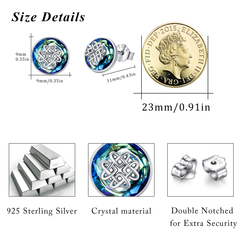 Sterling Silver Crystal Stud Earrings-3