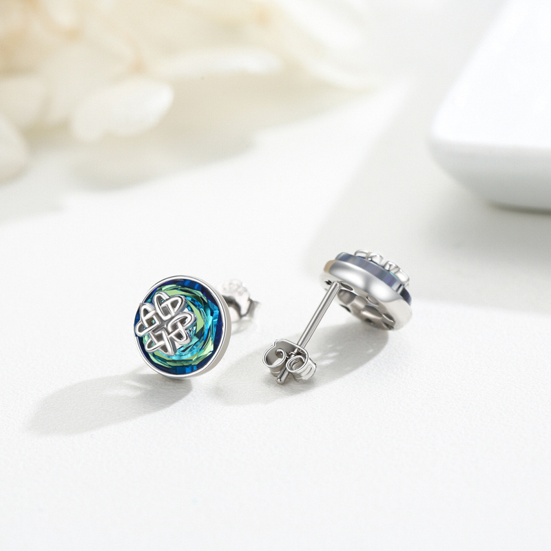 Sterling Silver Crystal Stud Earrings-4