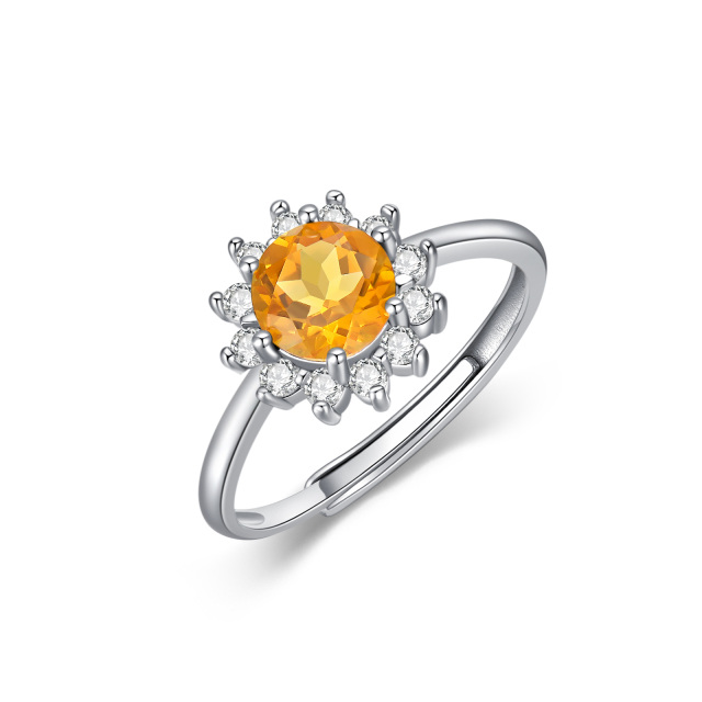 Bague ouverte soleil en cristal en argent sterling