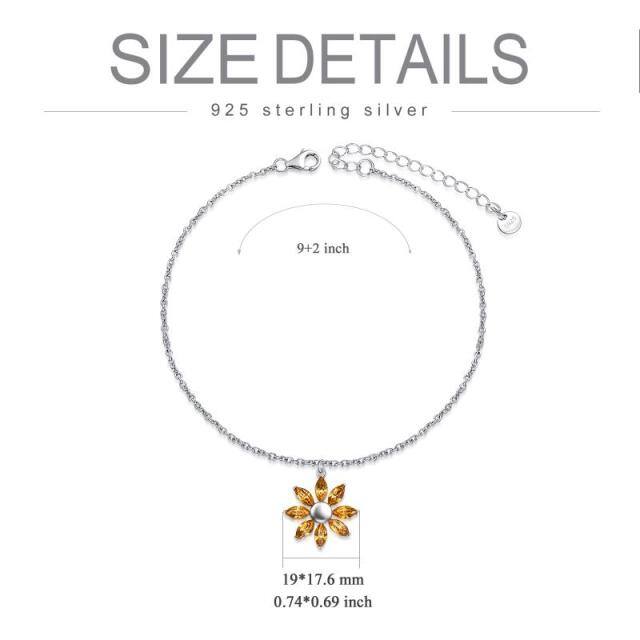 Bracelet de cheville en argent sterling en cristal Sunflower Single Layer-5