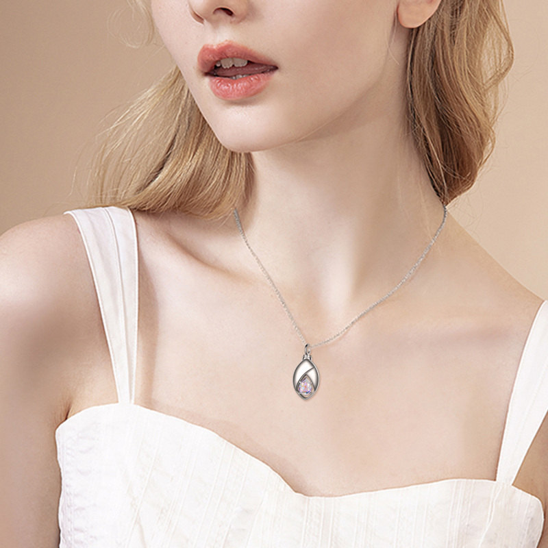 Sterling Silver Crystal Tear Drop Shape Urn Necklace for Ashes-2