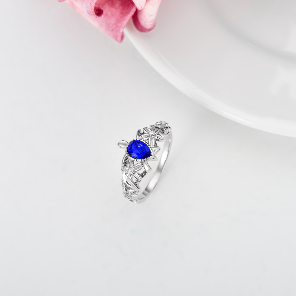 Sterling Silver Crystal Tortoise Ring-3