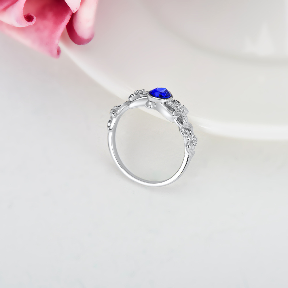 Sterling Silver Crystal Tortoise Ring-4