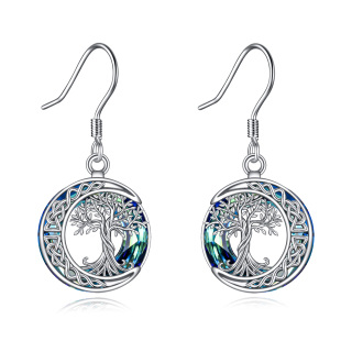 Sterling Silver Crystal Tree Of Life & Celtic Knot Drop Earrings-2