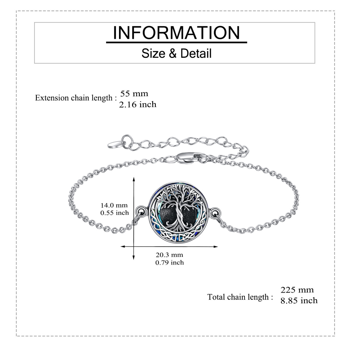 Sterling Silber Kristall Baum des Lebens & keltischen Knoten Urne Armband für Asche-5