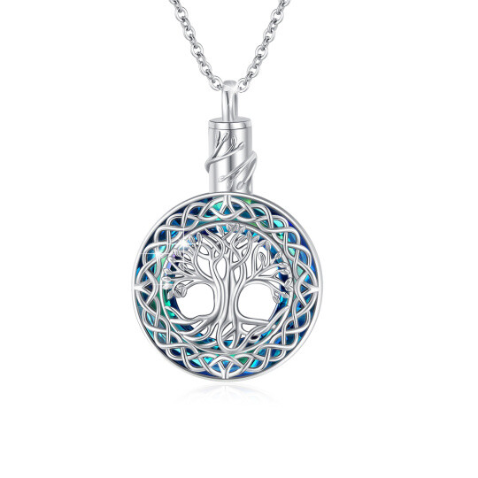 Collier d'urne pour cendres en argent sterling avec nœud celtique et arbre de vie en crist