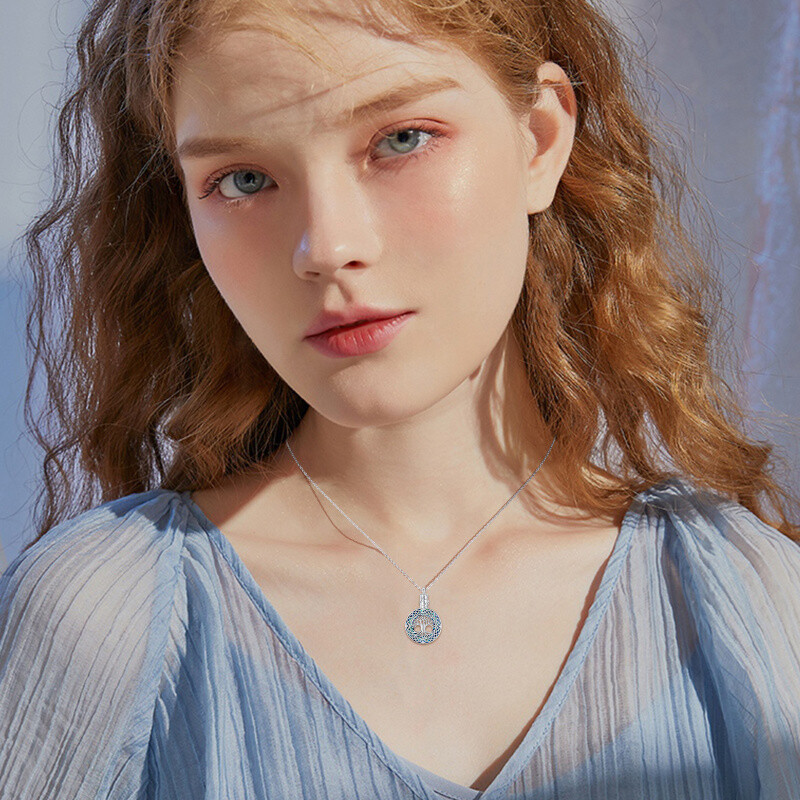 Colar de prata esterlina com cristal da árvore da vida e nó celta para cinzas-3