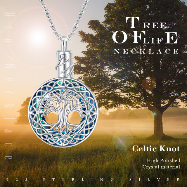 Collana per urne in argento sterling con albero della vita e nodo celtico per le ceneri-6