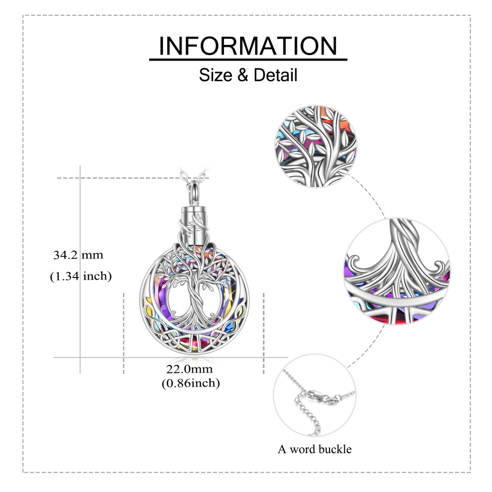 Sterling Silver Crystal Tree Of Life & Celtic Knot Urn Necklace for Ashes-5