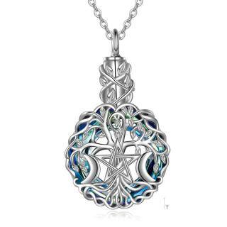 Sterling Silver Crystal Tree Of Life Moon Goddess Urn Necklace for Ashes-45