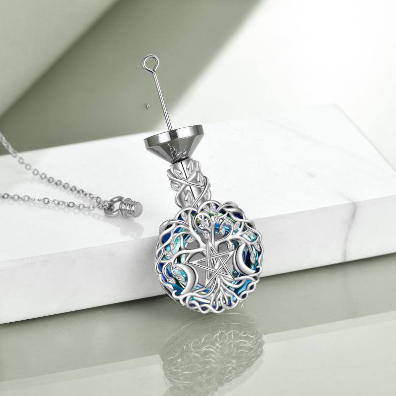 Sterling Zilver Kristal Tree Of Life Maan Godin Urn Ketting voor As-4