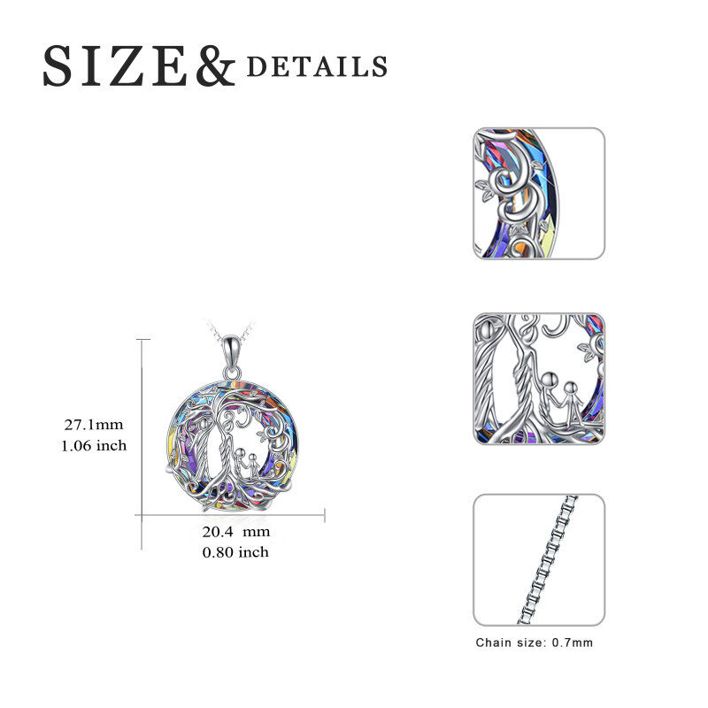Sterling Silver Volcanic Crystal Tree Of Life & Mother & Daughter Pendant Necklace For Women-6