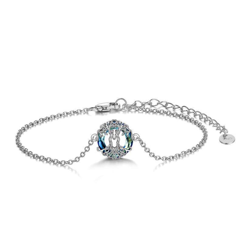 Pulsera de plata de ley con colgante de cristal Árbol de la Vida-1