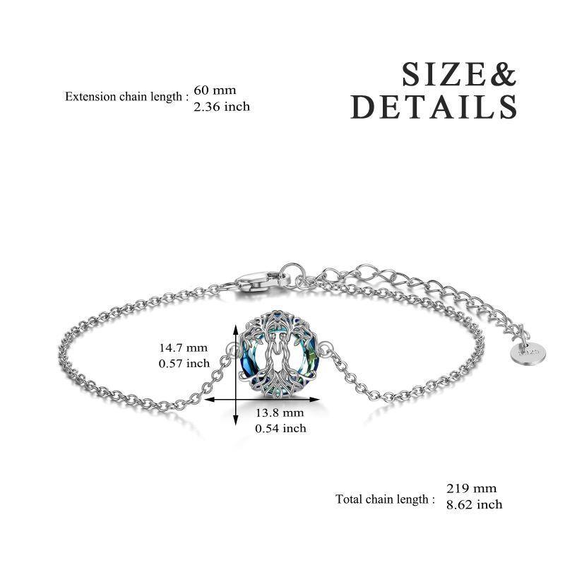 Sterling Silver Crystal Tree Of Life Charm Bracelet-6