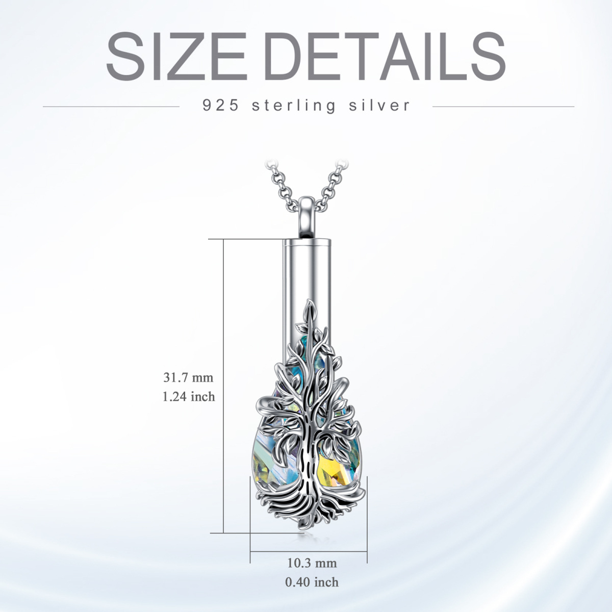 Collier Urne en cristal de l'arbre de vie en argent sterling-6