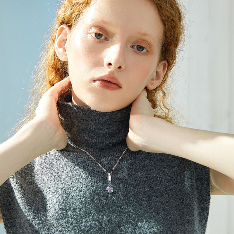 Sterling Silver Crystal Tree Of Life Urn Necklace for Ashes-2