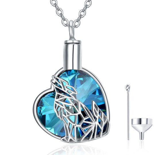 Collana con urna e cuore in cristallo d'argento per le ceneri