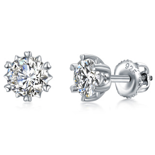 Sterling Silver 2 CT Circular Shaped Moissanite Round Stud Earrings-5