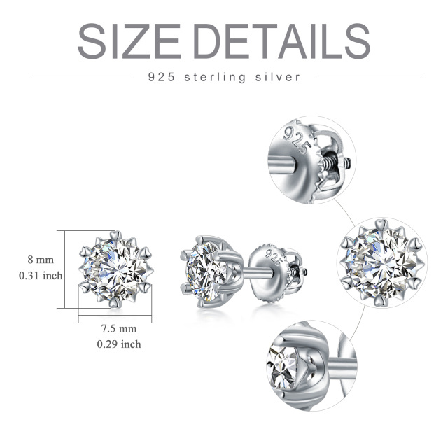 Boucles d'oreilles en argent sterling 2 CT Circular Shaped Moissanite Round Stud Earrings-5