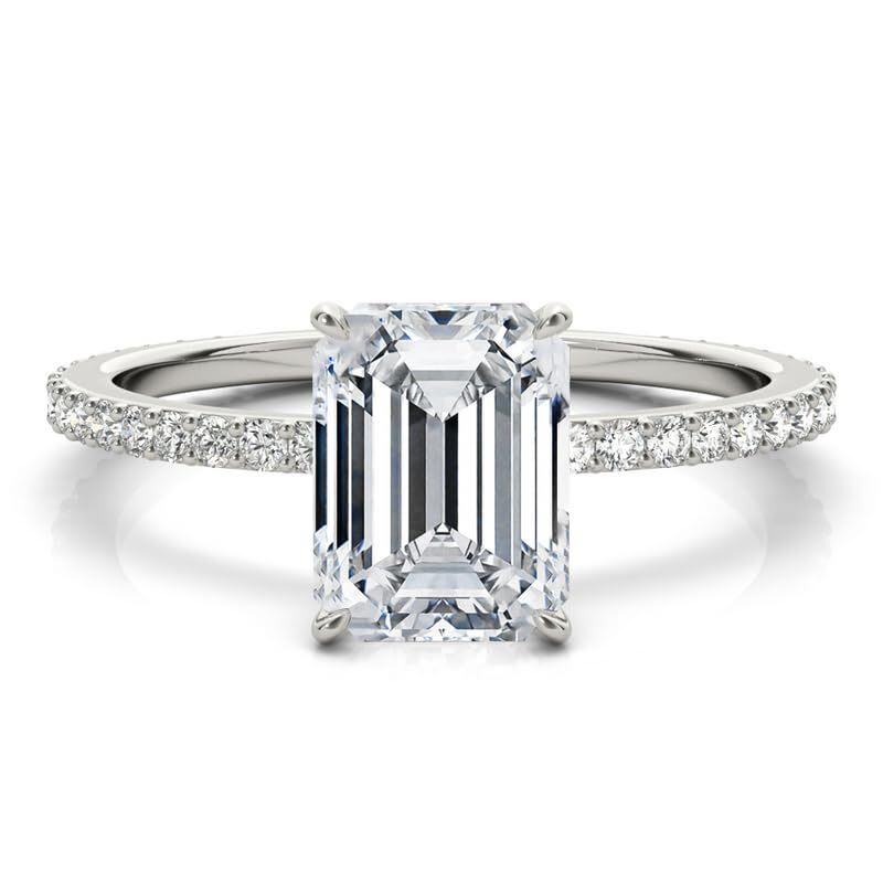 Srebrny pierścionek zaręczynowy 2 ct Emerald Cut Hidden Halo Moissanite Square-1