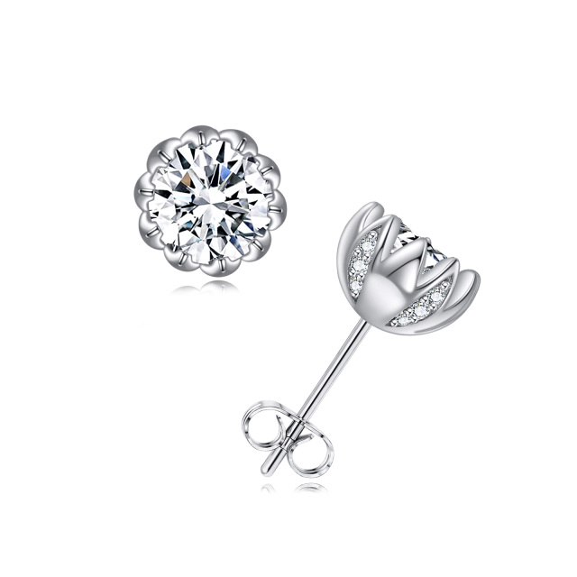 Boucles d'oreilles Lotus en argent Sterling 1 CT Moissanite-1