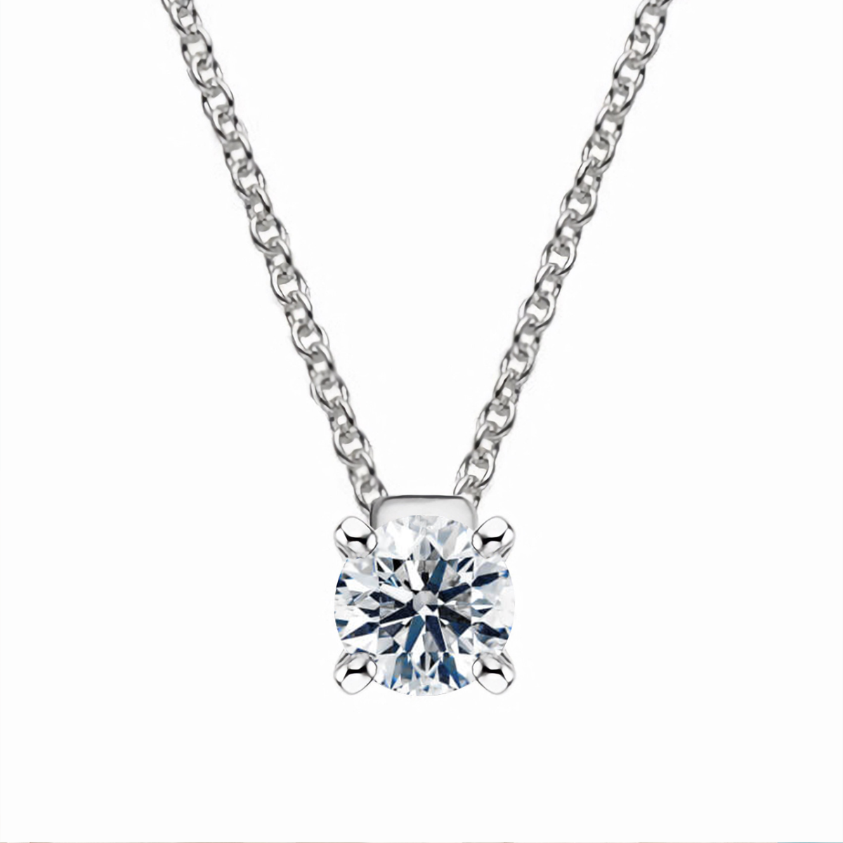 Sterling Silber 2 CT Moissanite Runde Anhänger Halskette-1