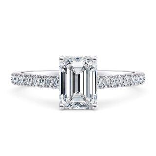 Sterling Silver 2 CT Princess-square Moissanite Personalized Engraving Engagement Ring-14