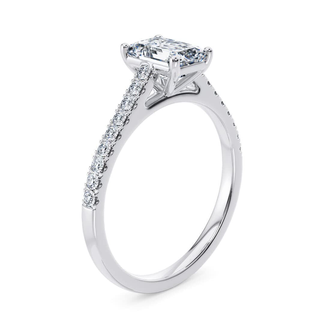 Sterling Silver 2 CT Princess-square Moissanite Personalized Engraving Engagement Ring-4