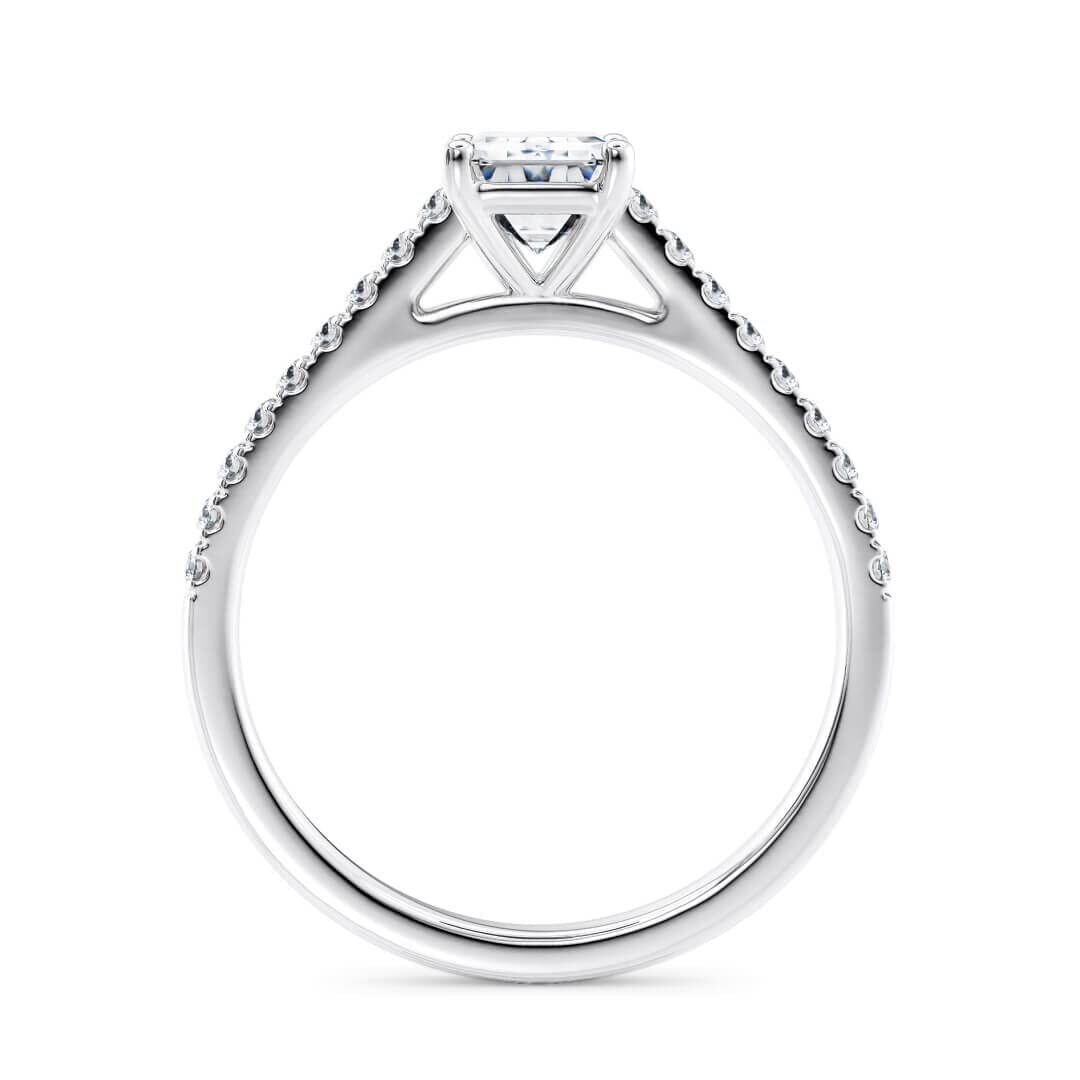 Sterling Silver 2 CT Princess-square Moissanite Personalized Engraving Engagement Ring-5