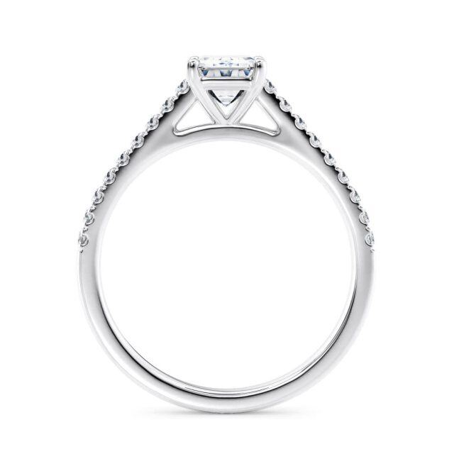 Sterling Zilveren 2 CT Prinses-vierkante Moissanite Gepersonaliseerde Gravure Verlovingsring-5