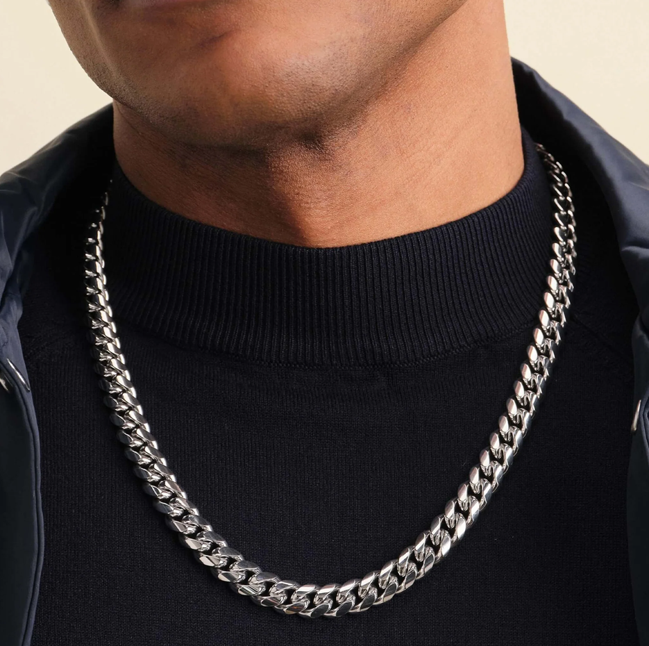 Cadena de eslabones cubanos de plata esterlina para hombre de 10 mm-2