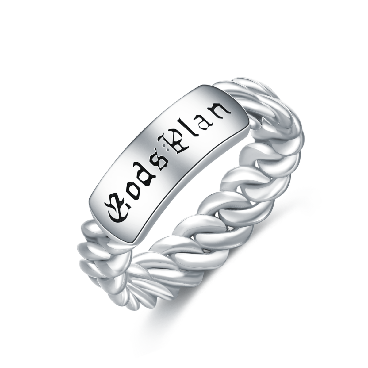 Sterling Silber Cuban Link Ring Gottes Plan stapelbar Kette-4