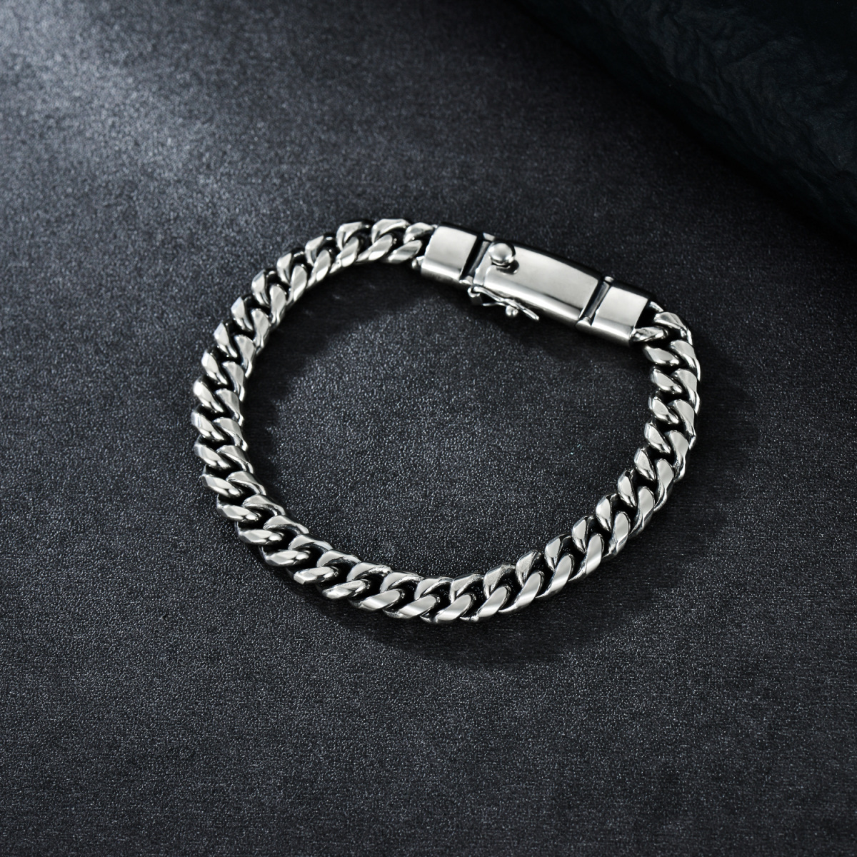 Bracciale a catena Curb Link in argento sterling per uomo-4