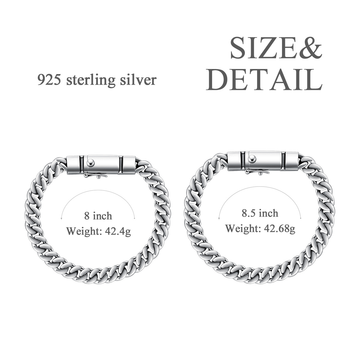 Bracelet de chaîne à maillons en argent sterling pour hommes-6