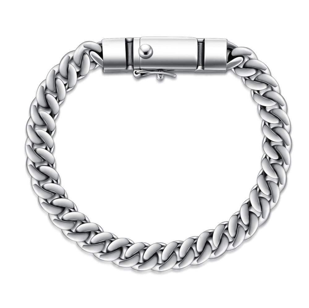 Pulseira de corrente de elos de meio-fio de prata esterlina para homens-1