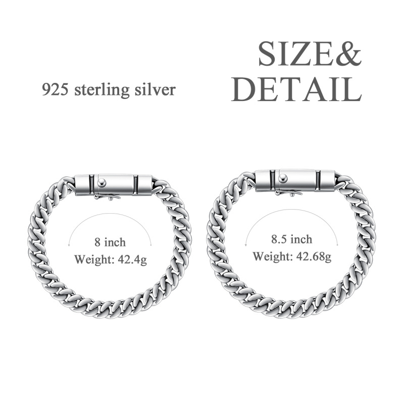Sterling Zilveren Curb Link Ketting Armband voor Heren-5