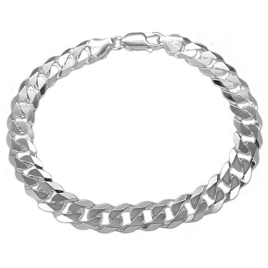 Bracciale a catena a maglia barbazzale con catena uban in argento sterling