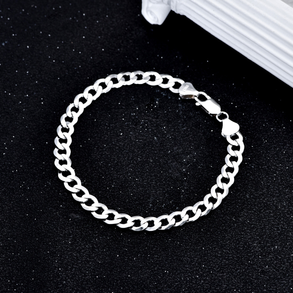 Pulseira de corrente de elos em prata de lei-5